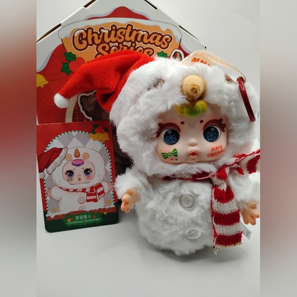 Labubu Accessories - Baby Three Christmas Series "Christmas Snowman" 4 Different Eye Options